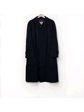 Vtg Aquascutum of London Pure Cashmere Overcoat 36 L Black England Made Timeless